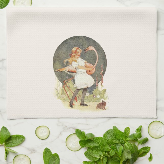 Alice and the Flamingo Tea Towel (Folded)
