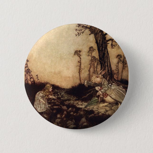 Alice and the Rabbit 6 Cm Round Badge (Front)