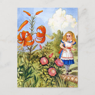 Alice and the Talking Flowers in Wonderland Postcard