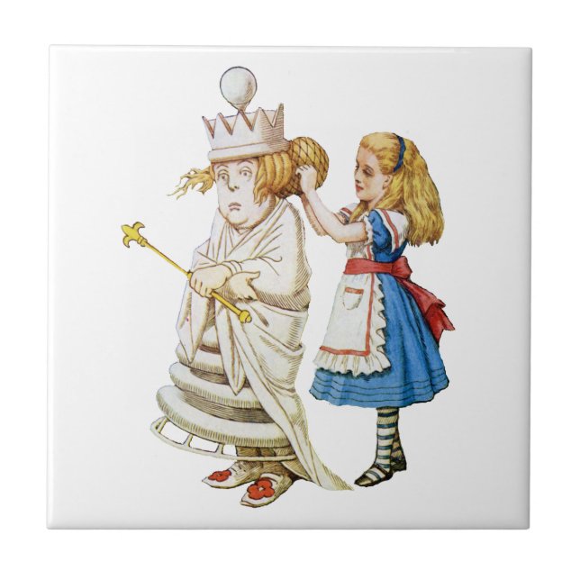 Alice and the White Queen in Wonderland Tile (Front)