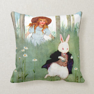 Alice and The White Rabbit In Wonderland Cushion