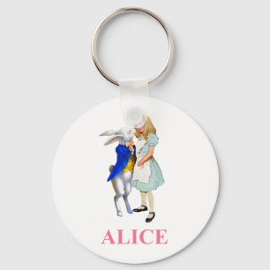 Alice and The White Rabbit in Wonderland Key Ring