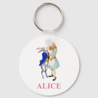 Alice and The White Rabbit in Wonderland Key Ring