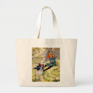 ALICE AND THE WHITE RABBIT LARGE TOTE BAG