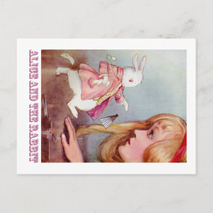 ALICE AND THE WHITE RABBIT POSTCARD