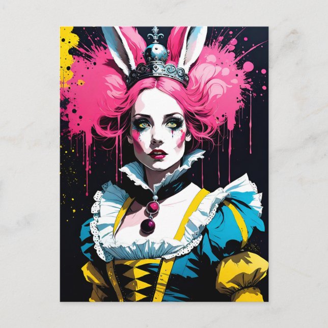 Alice as the Rabbit With Pink Hair Postcard (Front)