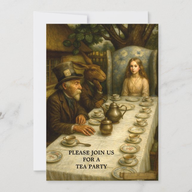 Alice At Mad Hatter Tea Party Template (Front)