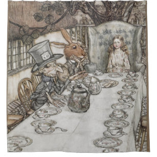Alice at the Mad Hatter's Tea Party Shower Curtain