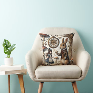 alice aventures in wonderland white rabbit cushion