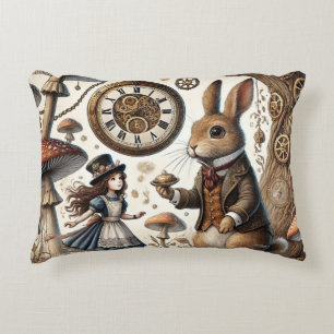 alice aventures in wonderland white rabbit decorative cushion