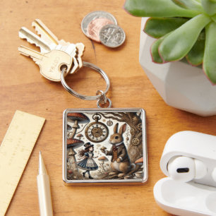 alice aventures in wonderland white rabbit key ring