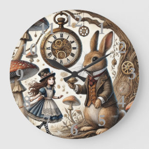 alice aventures in wonderland white rabbit large clock