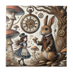 alice aventures in wonderland white rabbit tile
