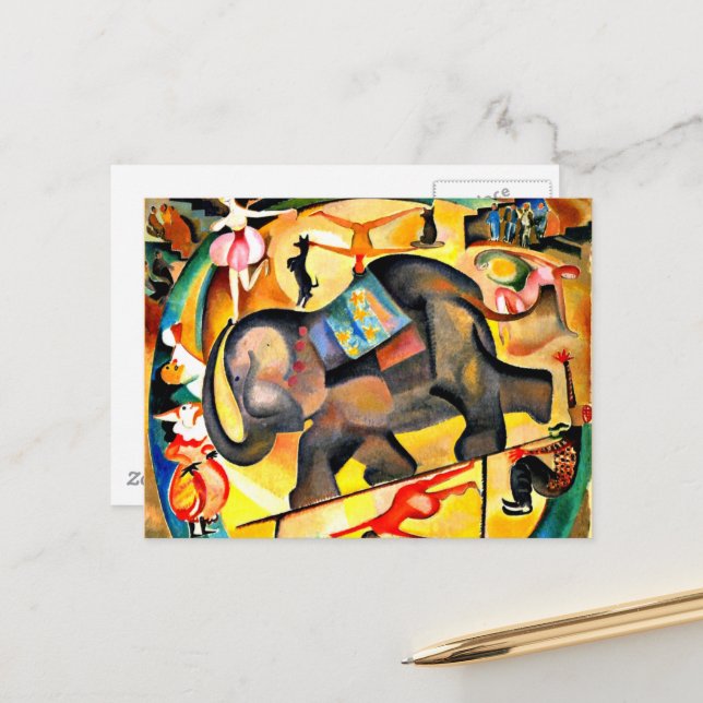 Alice Bailly - The Elephant, fine art painting Postcard (Front/Back In Situ)