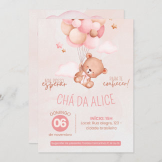 Alice Bear Tea Invitation