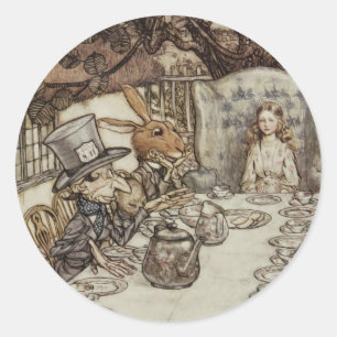 Alice Birthday Unbirthday Rabbit Hatter Party Classic Round Sticker