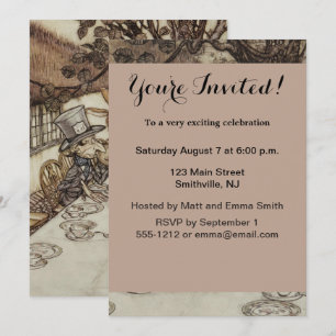 Alice Birthday Unbirthday Rabbit Hatter Party Invitation