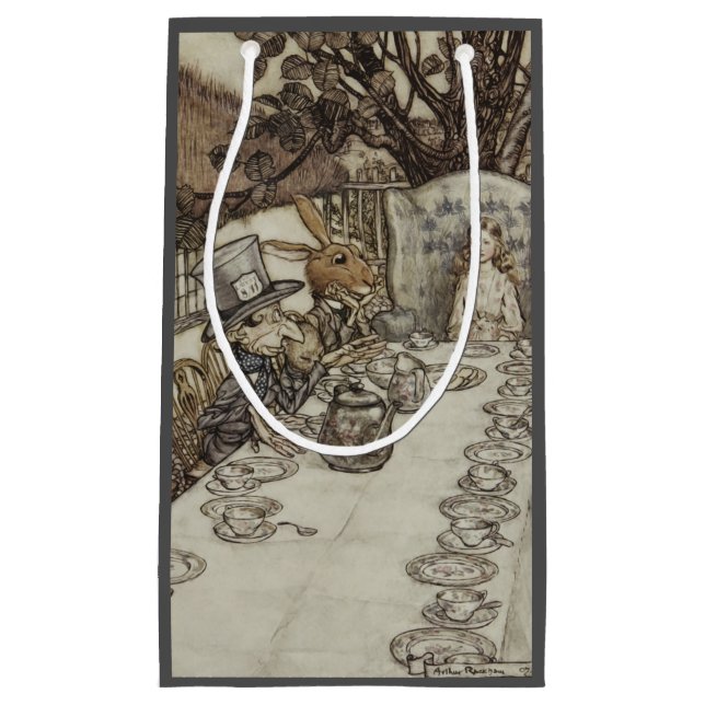 Alice Birthday Unbirthday Rabbit Hatter Party Small Gift Bag (Front)