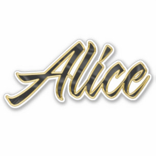 Alice black gold lettering Sticker