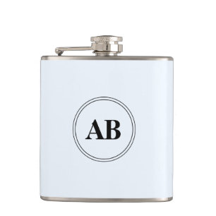 Alice blue solid colour with monogram hip flask