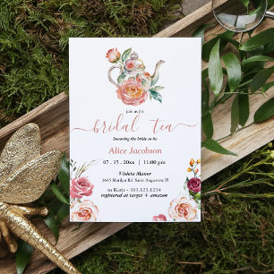 ALICE Blush Floral Bridal Tea Party Brunch Shower Invitation