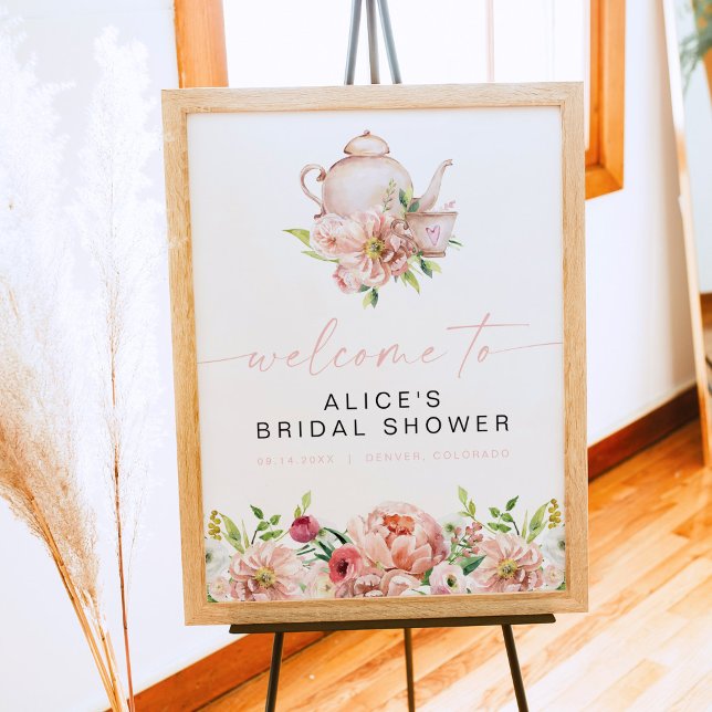 ALICE Blush Floral Bridal Tea Party Brunch Welcome Poster (Creator Uploaded)