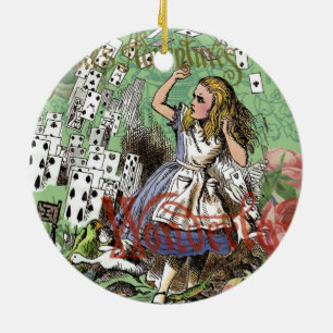 alice cards wonderland hatter rabbit  ceramic tree decoration