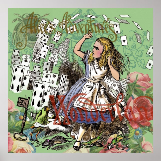 alice cards wonderland hatter rabbit  poster (Front)