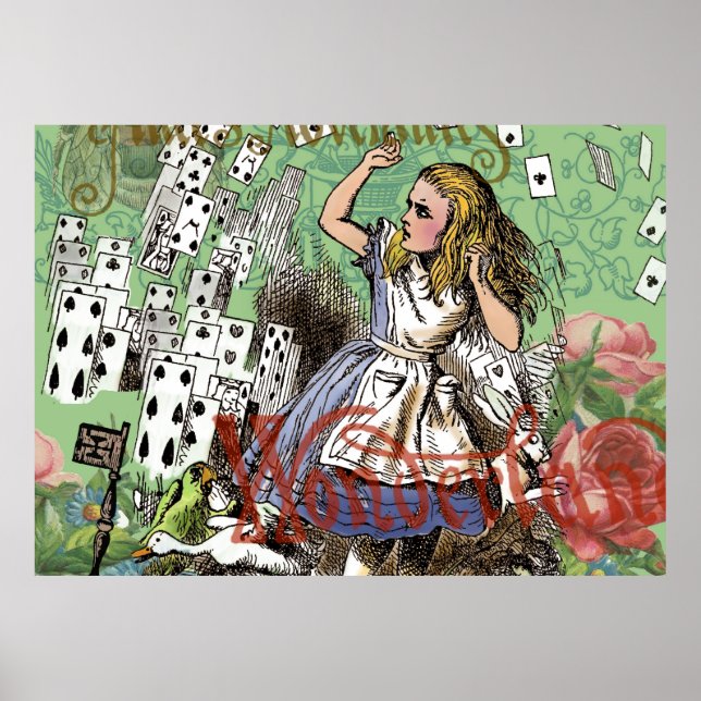 alice cards wonderland hatter rabbit  poster (Front)