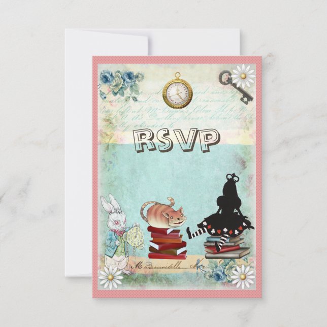 Alice & Cheshire Cat RSVP Bring a Book Baby Shower (Front)