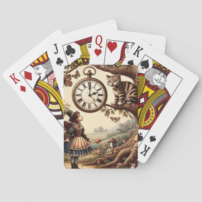 Alice & Cheshire Cat: Whimsical Wonderland Fantasy Playing Cards (Back)