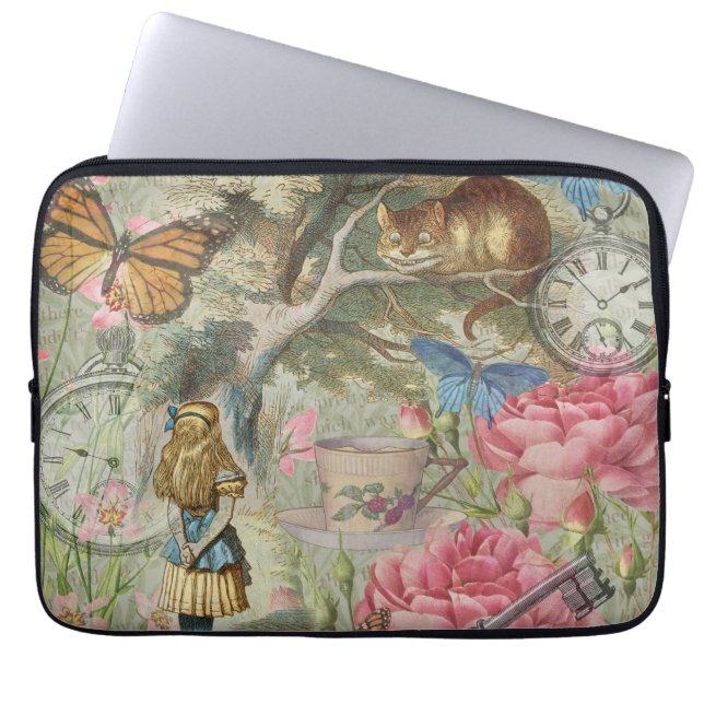 Alice Cheshire Cat Wonderland Tree Garden Laptop Sleeve (Front)