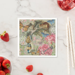 Alice Cheshire Cat Wonderland Tree Garden Napkin