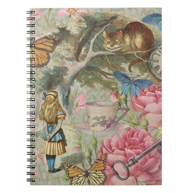 Alice Cheshire Cat Wonderland Tree Garden Notebook (Front)