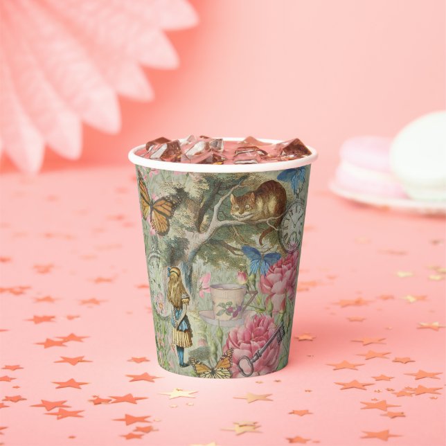 Alice Cheshire Cat Wonderland Tree Garden Paper Cups (Insitu)