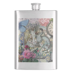 Alice Classic Wonderland Dodo Tenniel Art Hip Flask