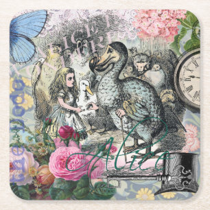 Alice Classic Wonderland Dodo Tenniel Art Square Paper Coaster