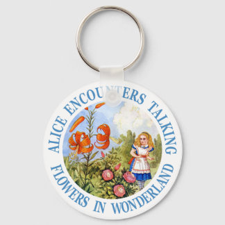 Alice Encounters Talking Flower in Wonderland Key Ring