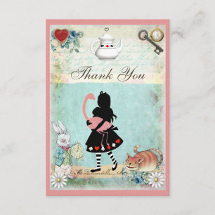 Alice, Flamingo & Cat Bridal Shower Thank You Card