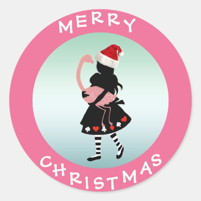 Alice & Flamingo Pink Christmas Stickers (Front)