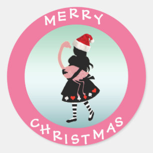 Alice & Flamingo Pink Christmas Stickers