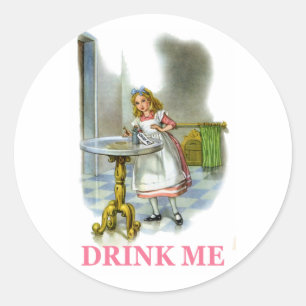 Alice Found a Key by a Bottle that said Drink Me!" Classic Round Sticker