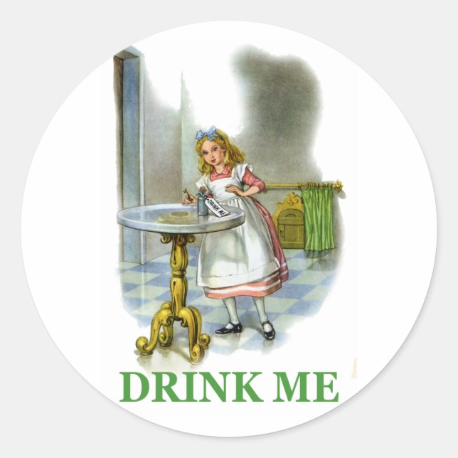 Alice Found a Key by a Bottle That Said "Drink Me" Classic Round Sticker (Front)