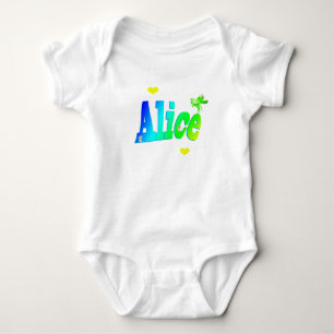 Alice, Girls Name Logo With Hearts, Baby Bodysuit