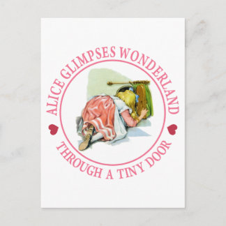 Alice glimpses Wonderland through a tiny door Postcard