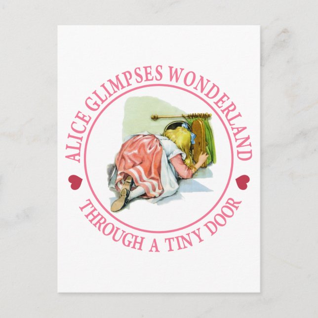 Alice glimpses Wonderland through a tiny door Postcard (Front)