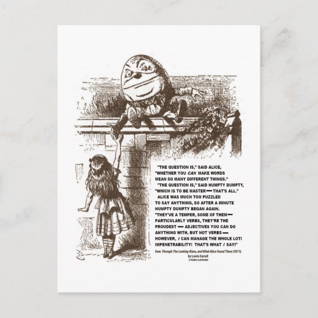 Alice Humpty Dumpty Wonderland Conversation Quote Postcard (Front)