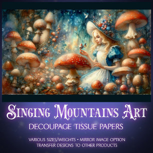 Alice In Fairytale Mushroom Forest Decoupage Tissue Paper