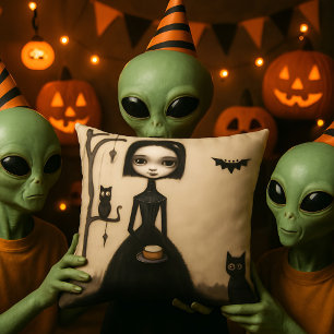 Alice in Gothland Gothic Fantasy Throw Pillow