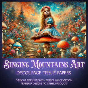 Alice In Mushroom Wonderland  Dreamscape Decoupage Tissue Paper